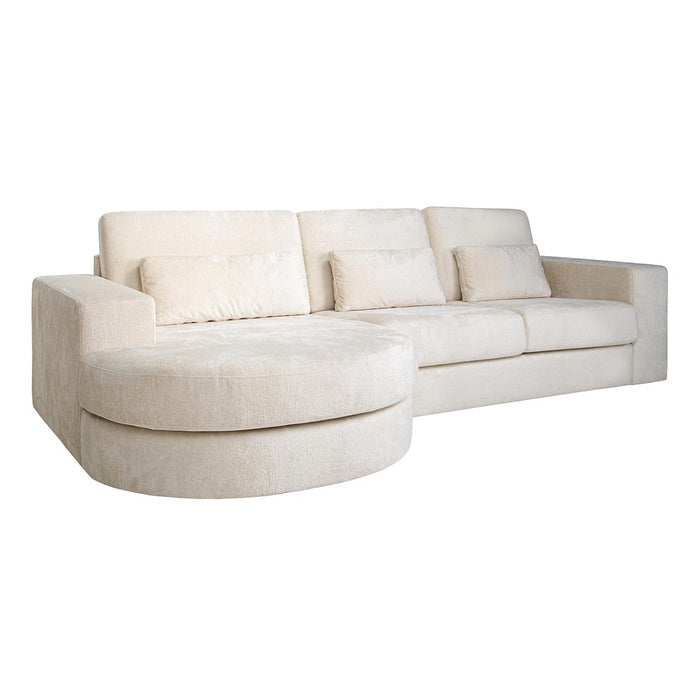 Bank Felix lounge links rond + 2,5 zitter white chenille