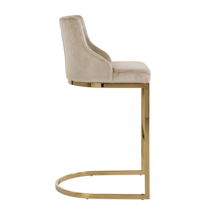 Bar chair Bolton khaki velvet / gold fire retardant (Quartz Khaki 903)