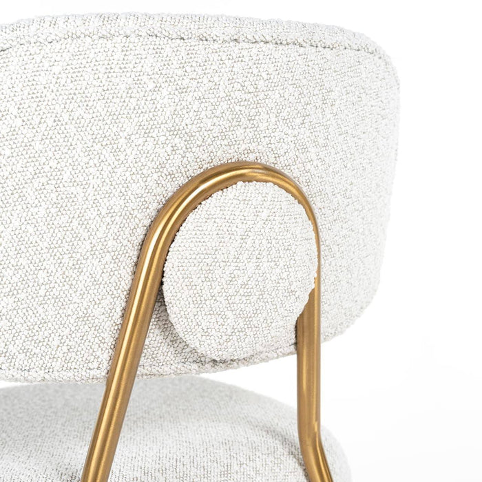 Barstoel Xenia white bouclé / brushed gold (Copenhagen 900 Bouclé Whit