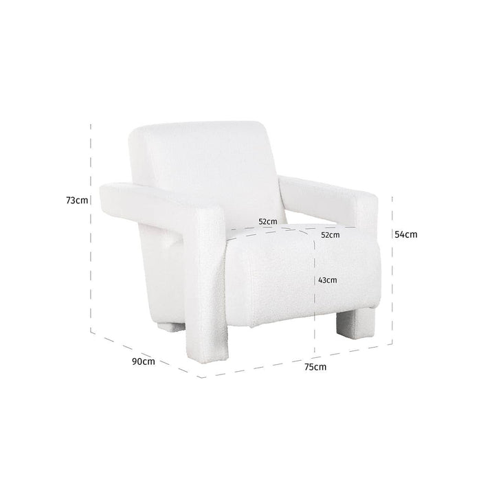 Fauteuil Casey white furry fire retardant