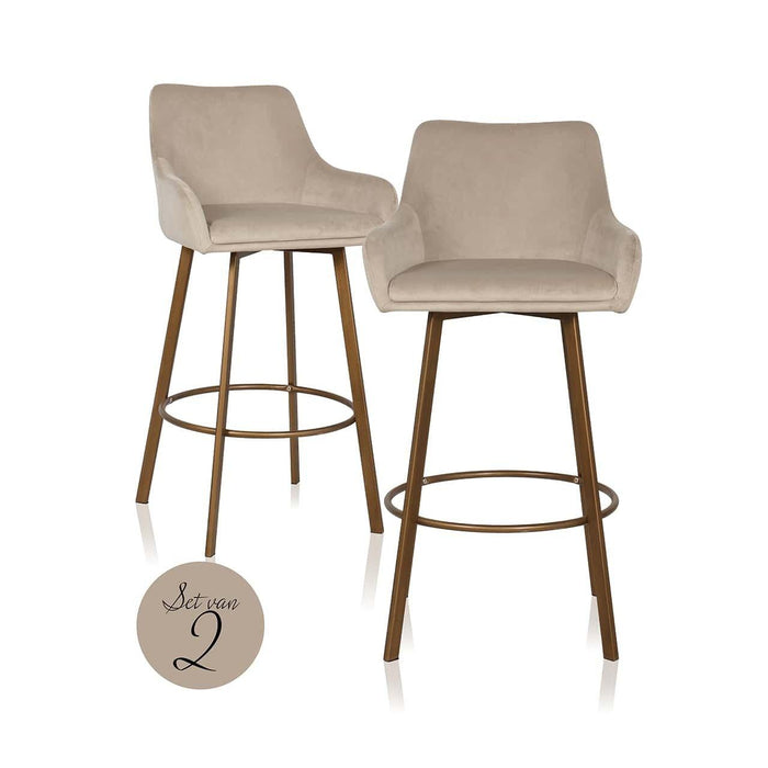 Bar chair Cressida high back khaki velvet (set of 2) (Quartz Khaki 903)