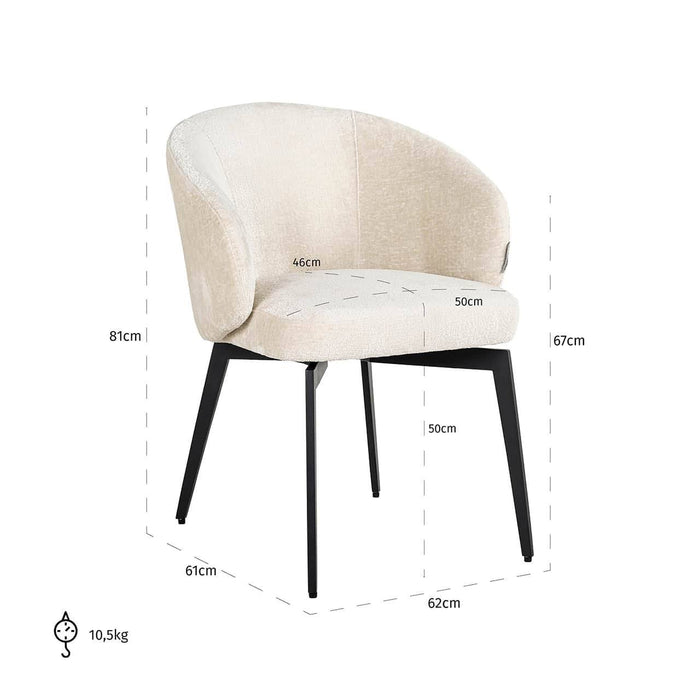 Chair Amphara white chenille fire retardant