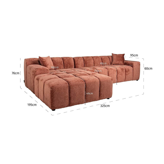 Sofa Cube 3-zits + lounge links Blush Fusion