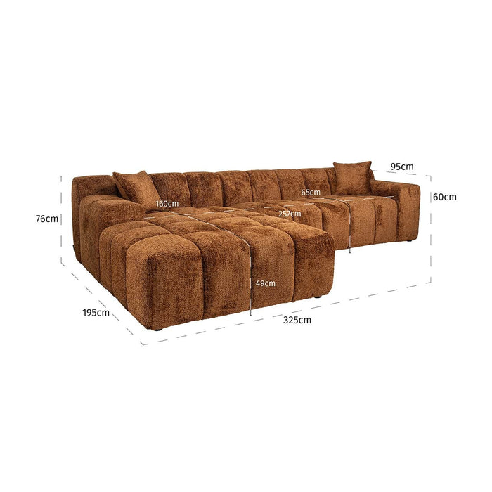 Sofa Cube 3-zits + lounge links Cinnamon