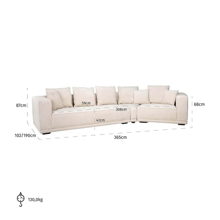 Sofa Lusso 4-zits beige chenille