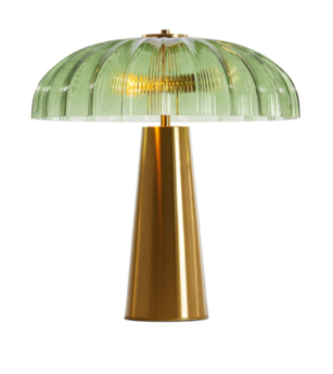 Tafellamp Fungo glas groen+goud S